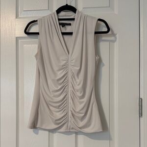 White House Black Market White Sleeveless Ruched Top